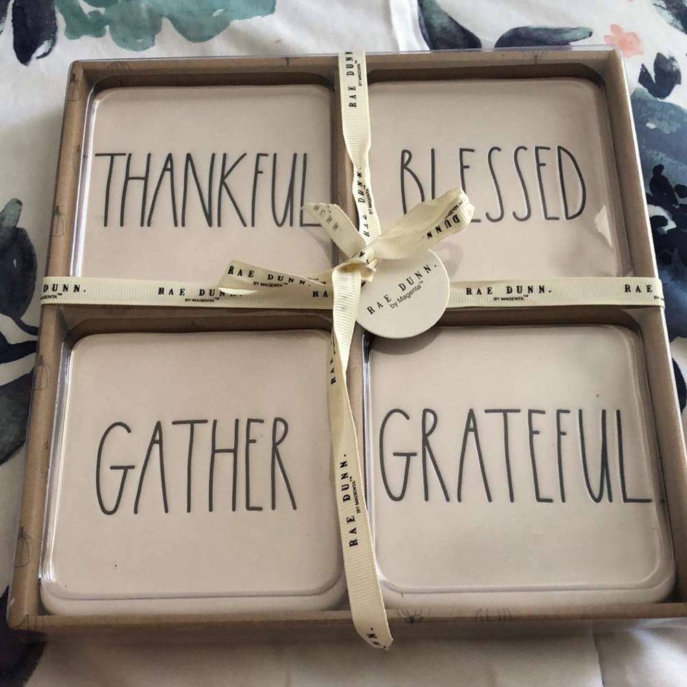 NWT RAE DUNN “THANKFUL” COASTER SET!! 🎃🦃